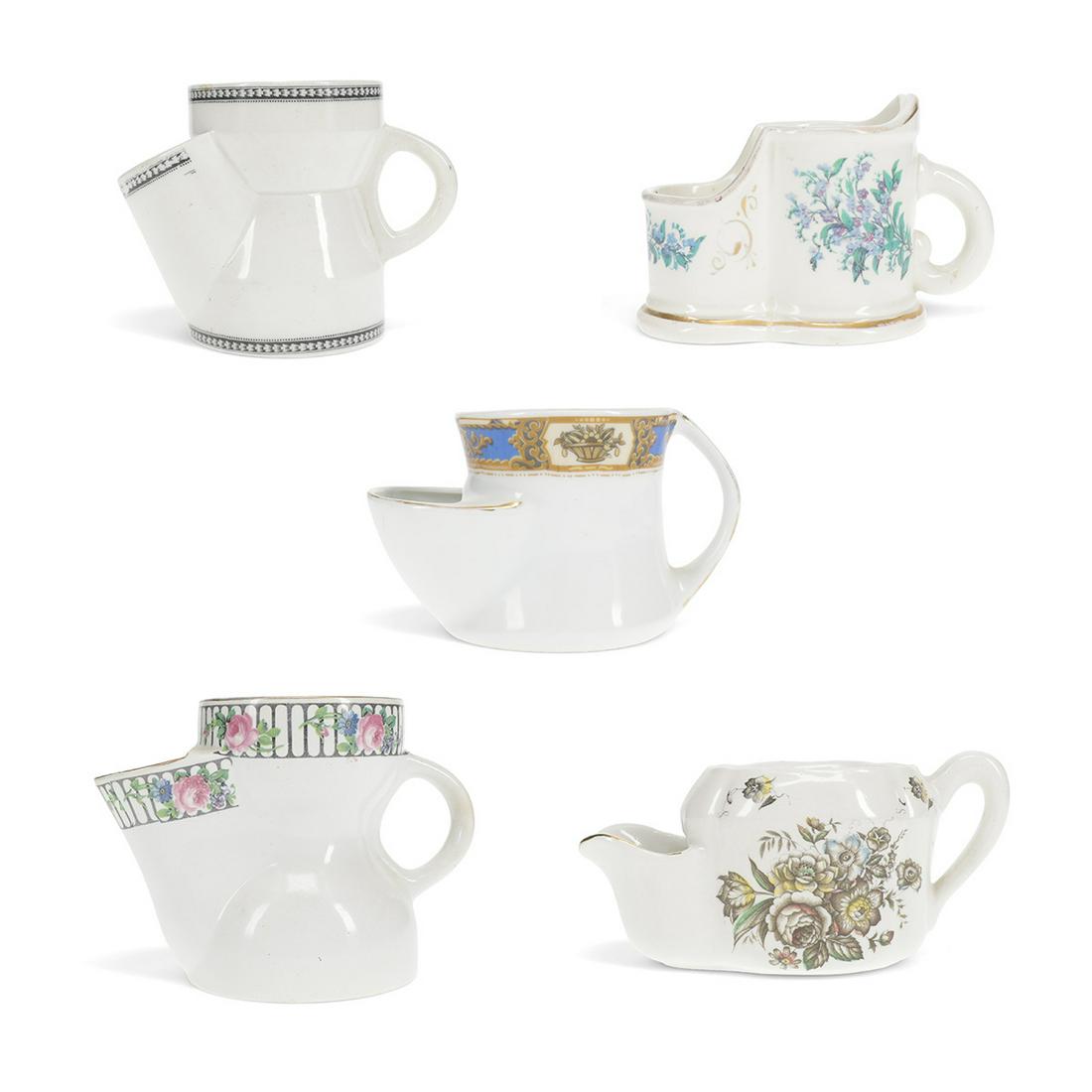 Group of 5 Vintage Antique Porcelain Scuttle Mugs (1 of 5)