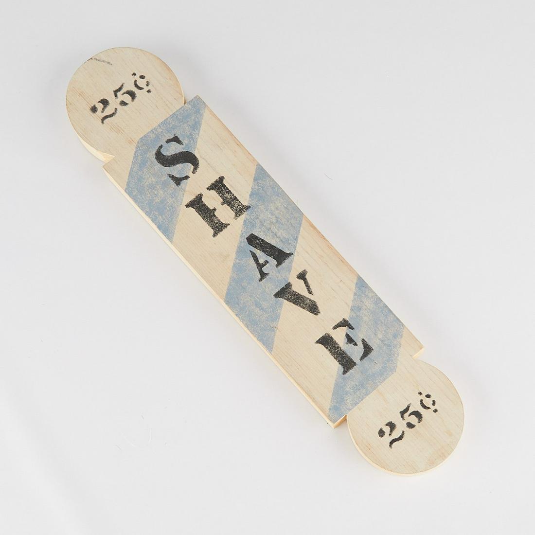 Wooden Barber Pole Shave Advertising Sign (1 of 4)