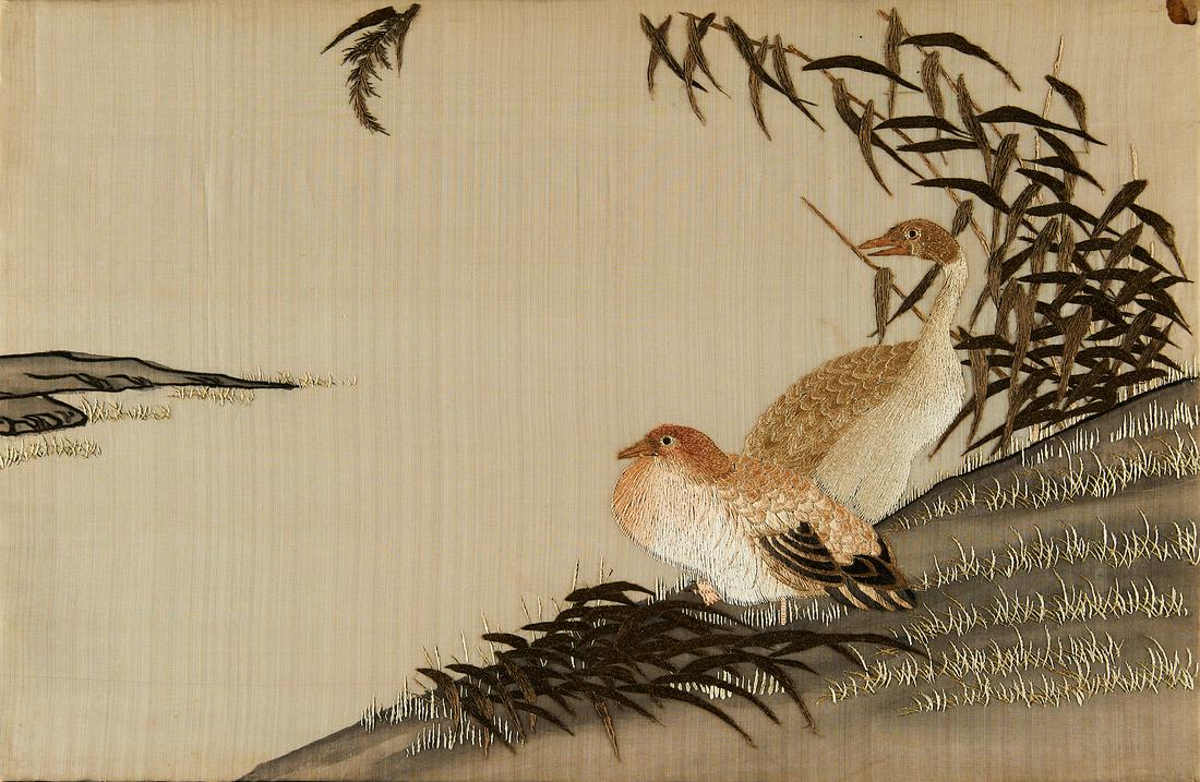 Japanese Silk Embroidery with Birds (1 of 6)