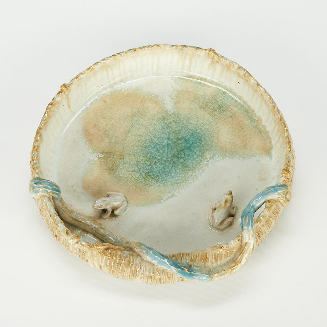 Japanese Ikebana Pottery Bowl w/ Frogs (1 of 10)