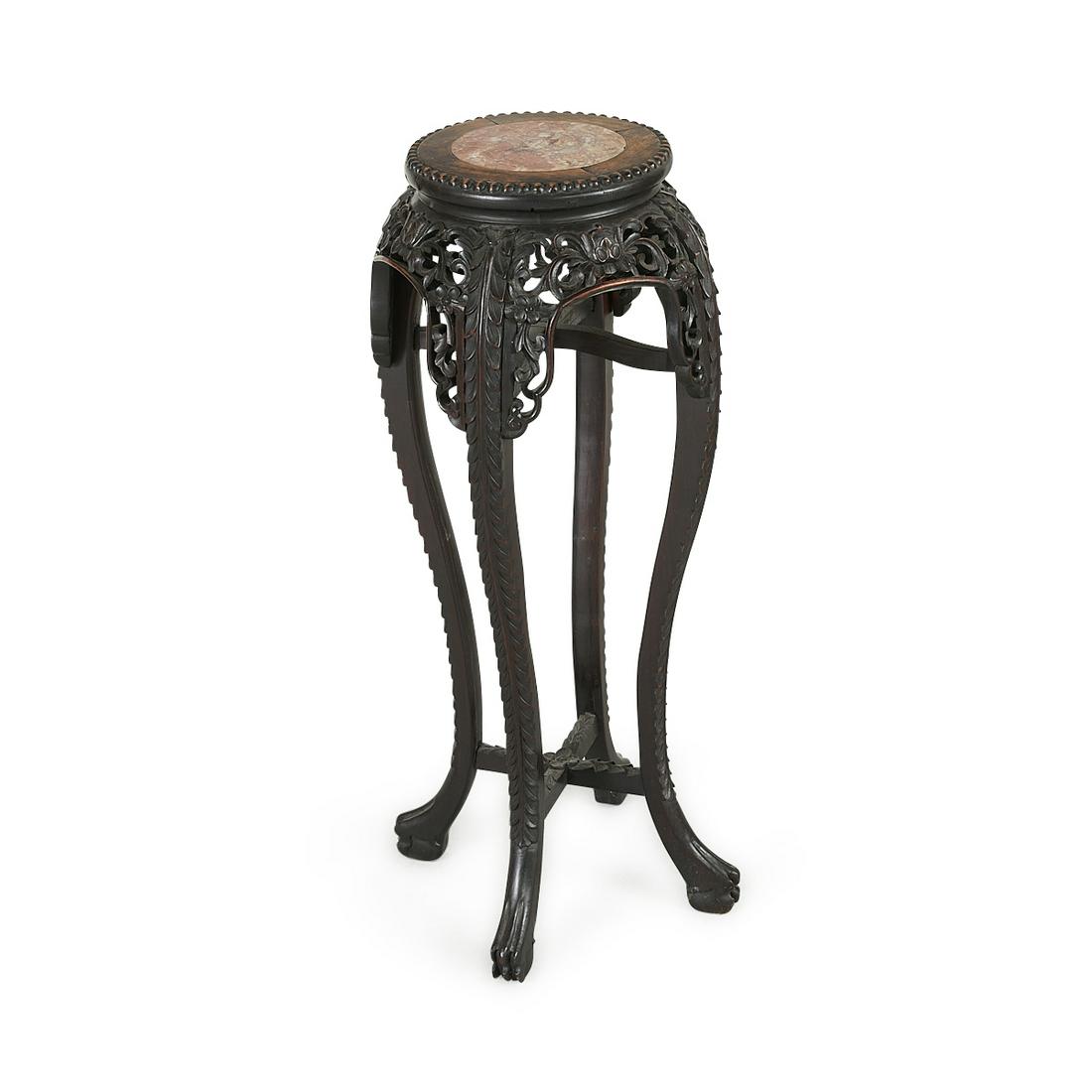 19th c. Chinese Export Plant Stand w/ Marble (1 of 11)