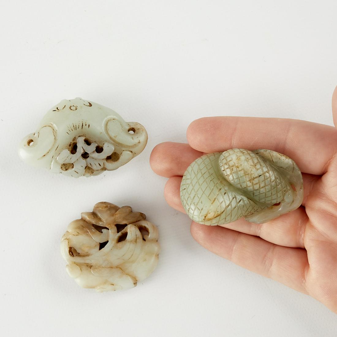 3 Chinese Carved Jade Pendant Objects (1 of 6)