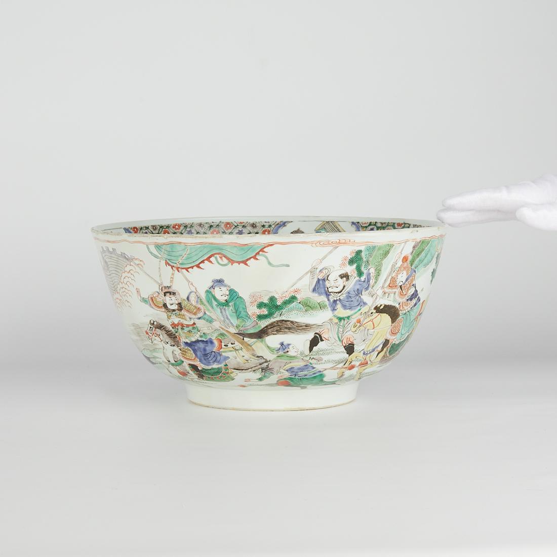 Chinese Famille Verte Porcelain Punch Bowl (1 of 13)
