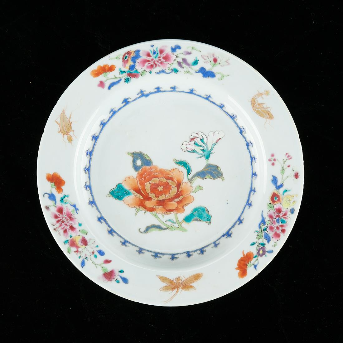 18th c. Chinese Porcelain Plate w/ Flowers & Bugs (1 of 4)