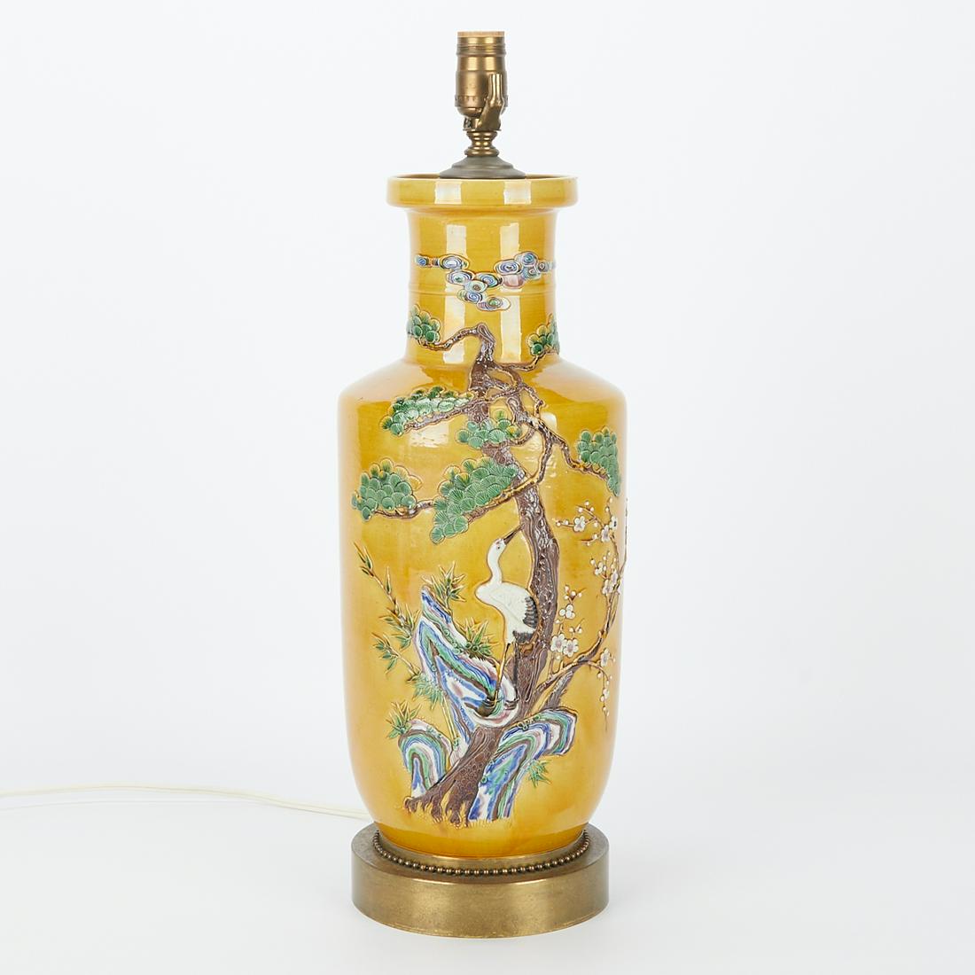 Chinese Porcelain Biscuit Glaze Mallet Vase Lamp (1 of 7)