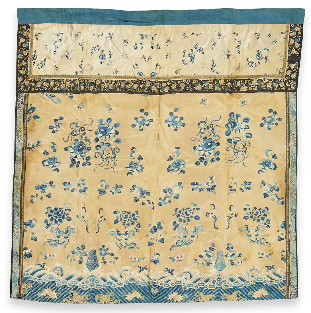 19th c. Chinese Embroidered Silk Wedding Frontal (1 of 7)