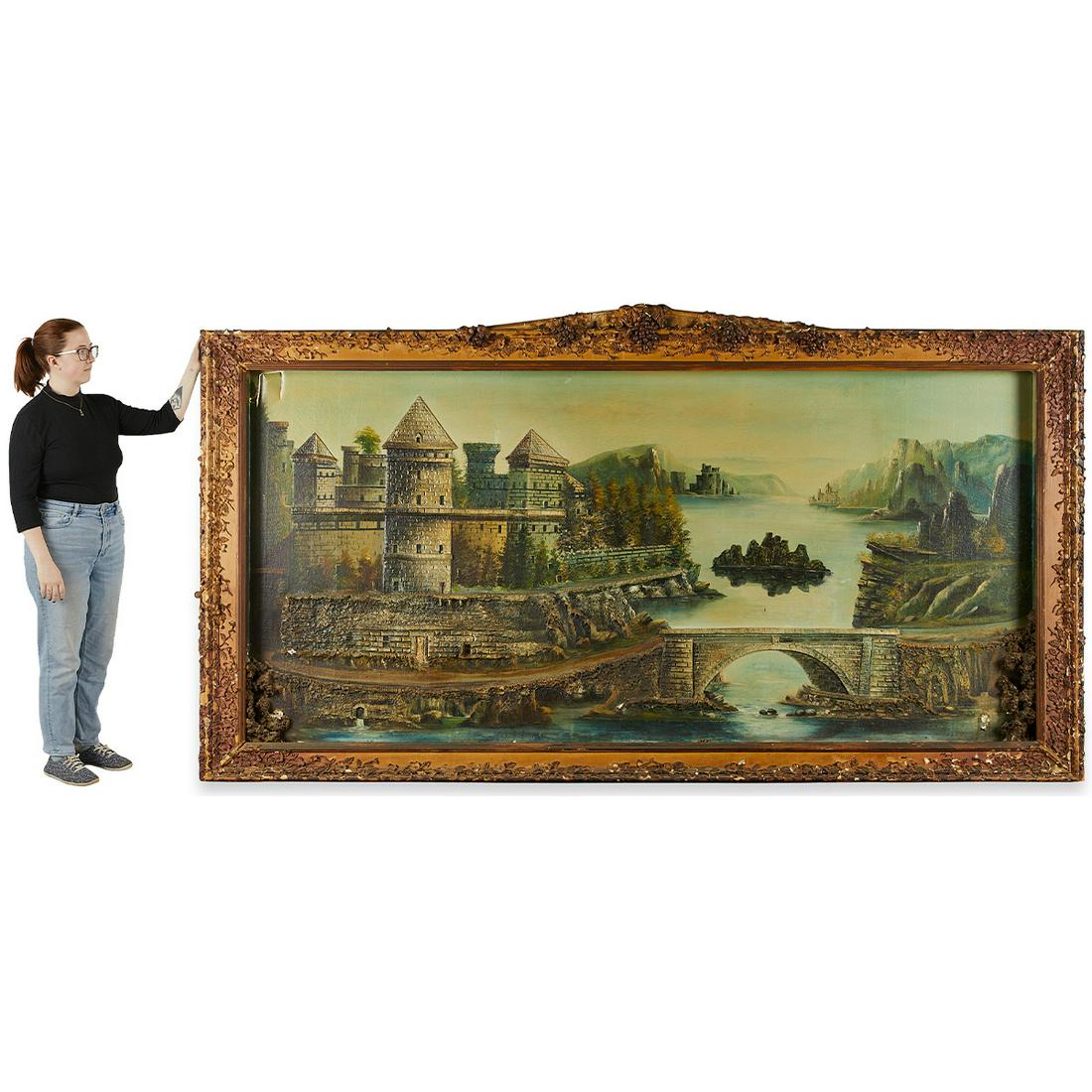 Large Naive Textured Castle Painting (1 of 13)