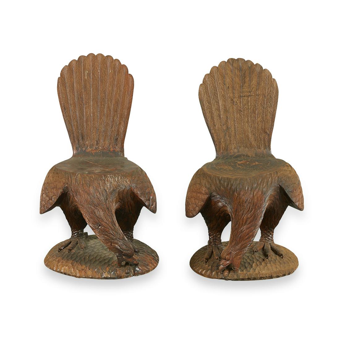 Pair of Folk Art Carved Eagle Chairs (1 of 13)