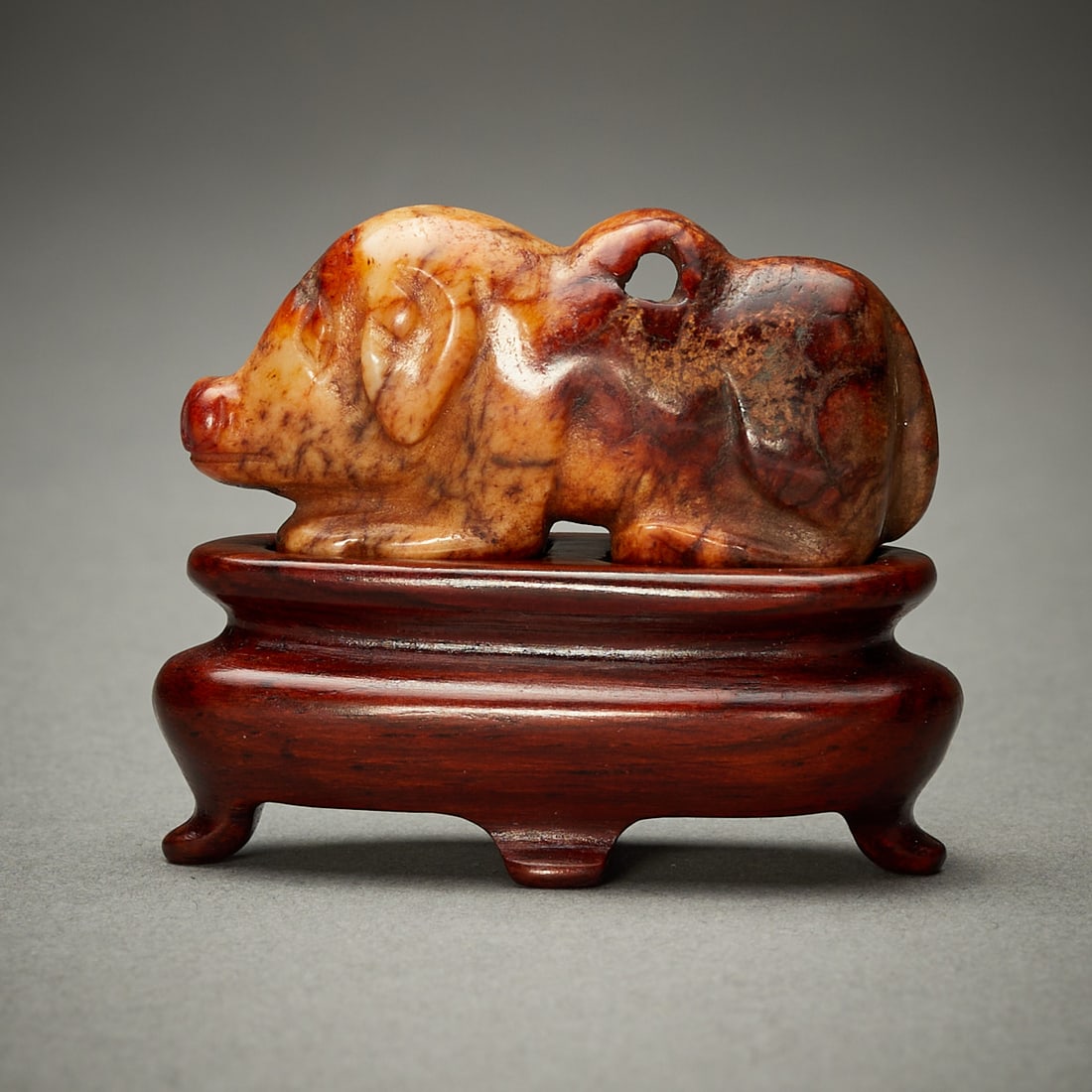 Chinese Carved Jade Pig w/ Stand (1 of 8)