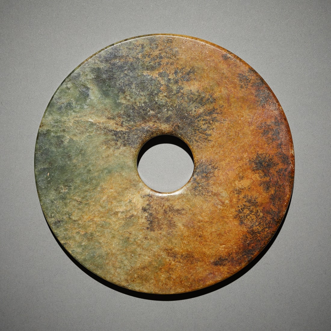 Likely Archaic Chinese Carved Jadeite Bi (1 of 5)