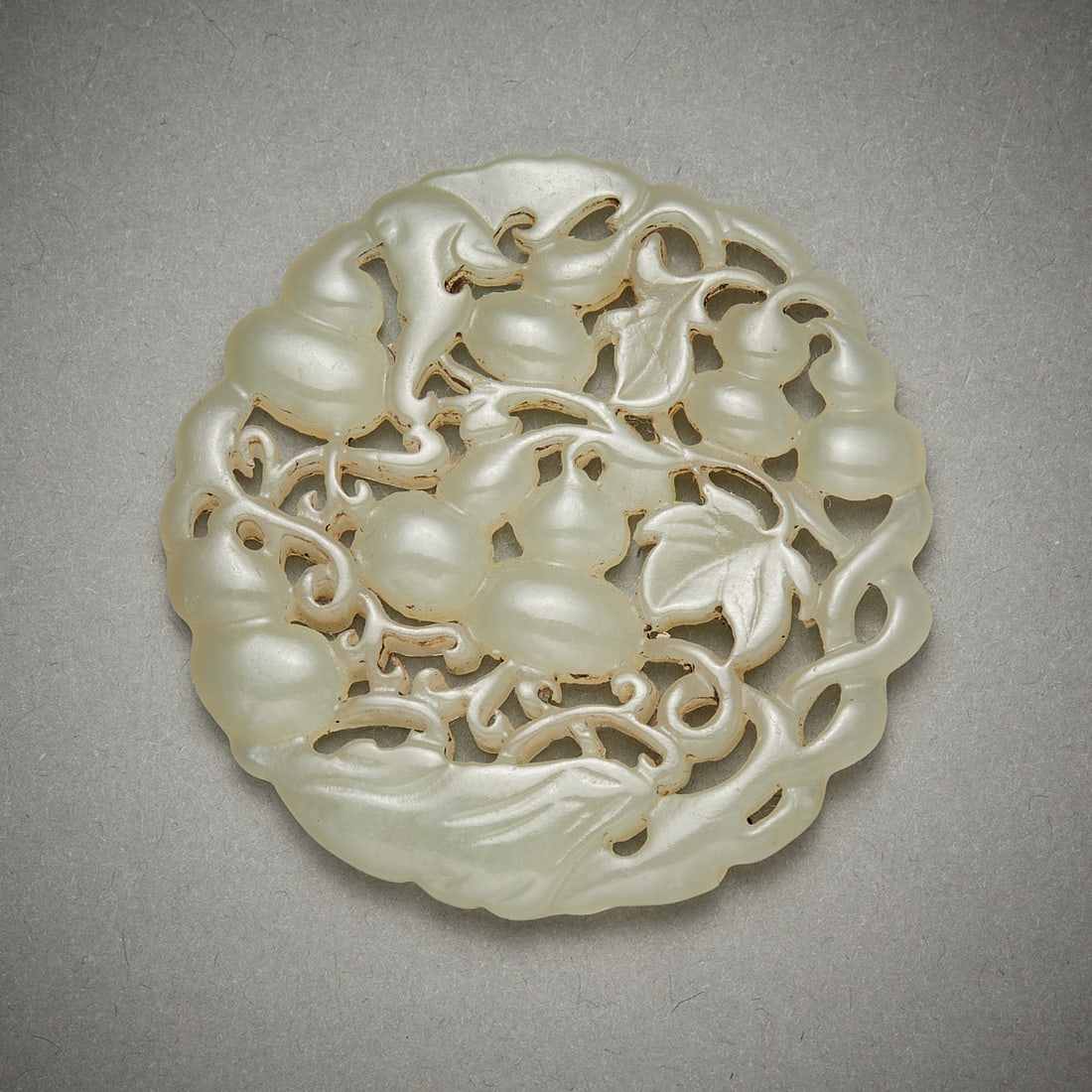 Chinese Carved Jade Disc w/ Gourds (1 of 5)