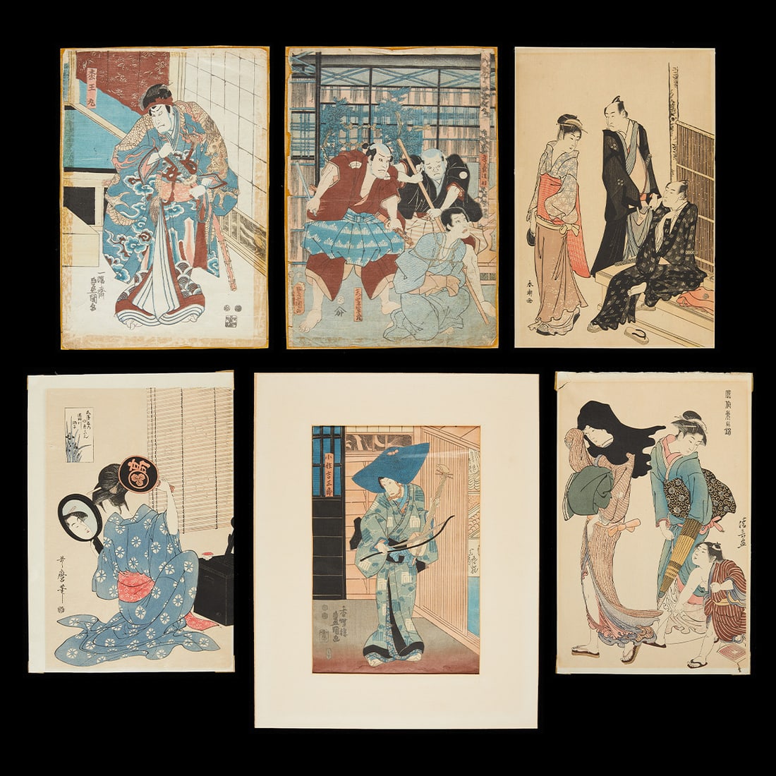 6 Japanese Ukiyo-e Woodblock Prints (1 of 20)