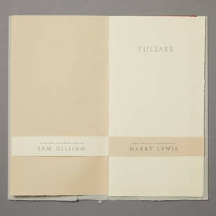 Sam Gilliam & Harry Lewis "Pulsars" Print and Book: Sam Gilliam (American, 1933-2022) and Harry Lewis (American, 20th century). "Pulsars." 114 from an edition of 150. With an original silkscreen print by Sam Gilliam and one poem in three states by Harr