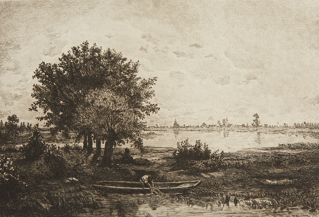Kratke "Banks of the Oise" Etching Th. Rousseau (1 of 6)
