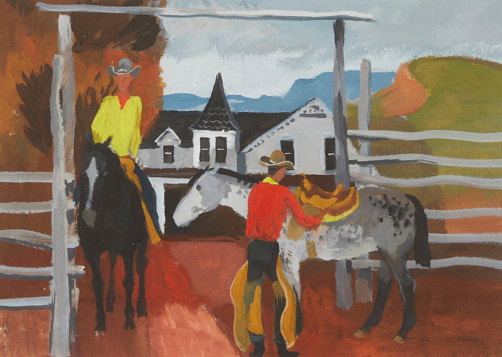 Cameron Booth Cowboys Gouache Painting (1 of 6)