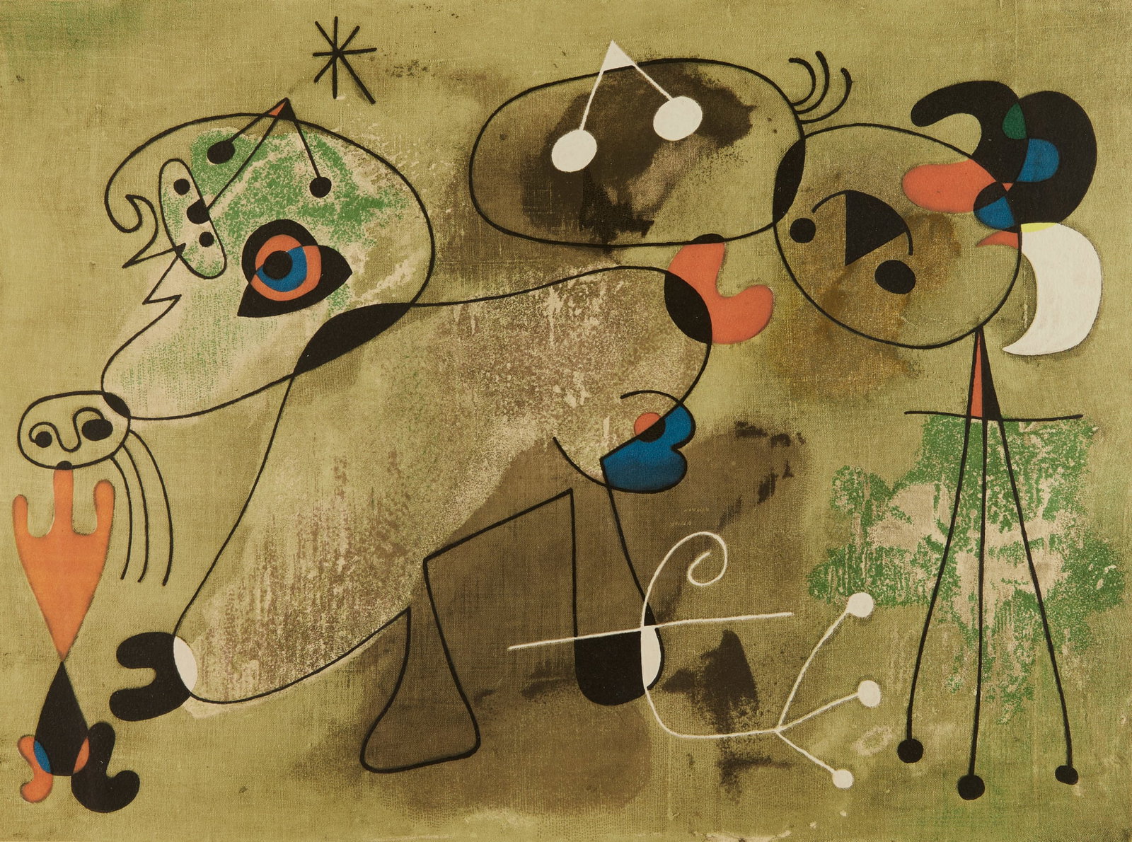 Miro "Composition Sur Fond Vert" Lithograph 1950 (1 of 6)