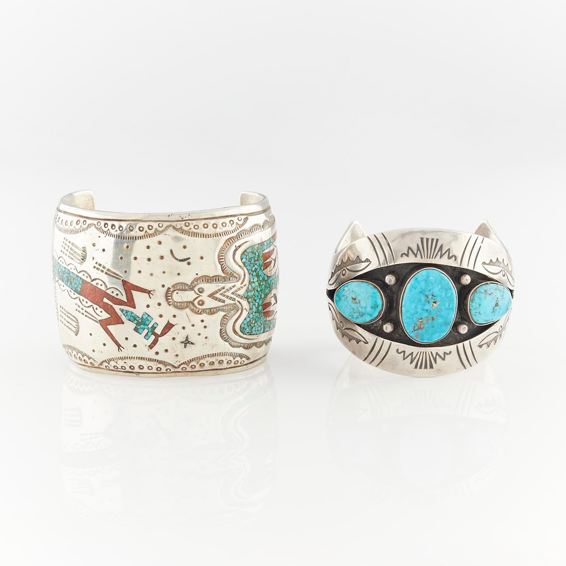 2 Silver & Turquoise Cuff Bracelets (1 of 12)