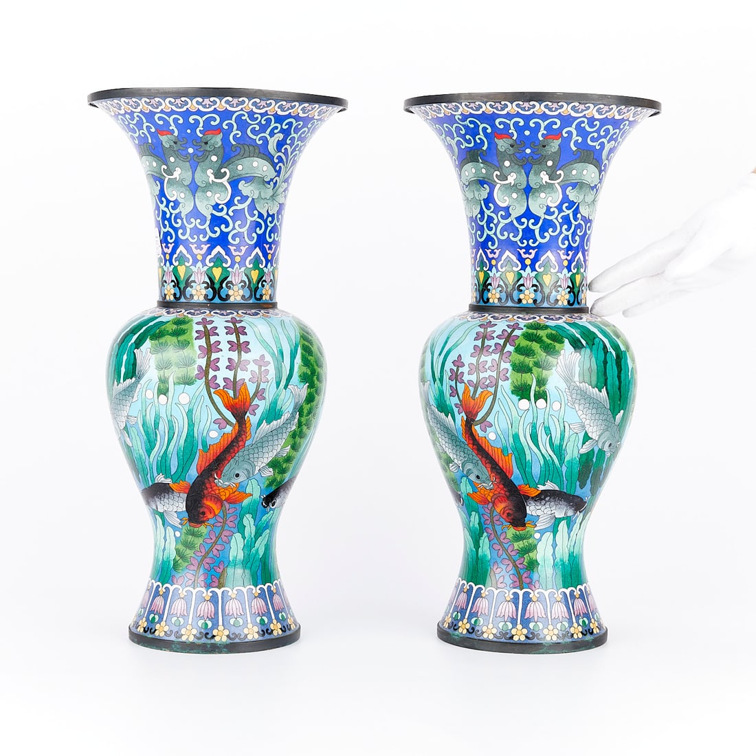 Pair of Modern Chinese Cloisonne Vases (1 of 16)
