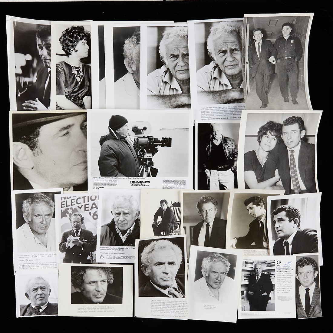 24 Norman Mailer Photos from Star Tribune Archives: Group of 24 gelatin silver prints and original vintage photographic reproductions related to Norman Mailer from the archives of the Star Tribune. Nachem Malech Mailer, also known by his pen name Norma