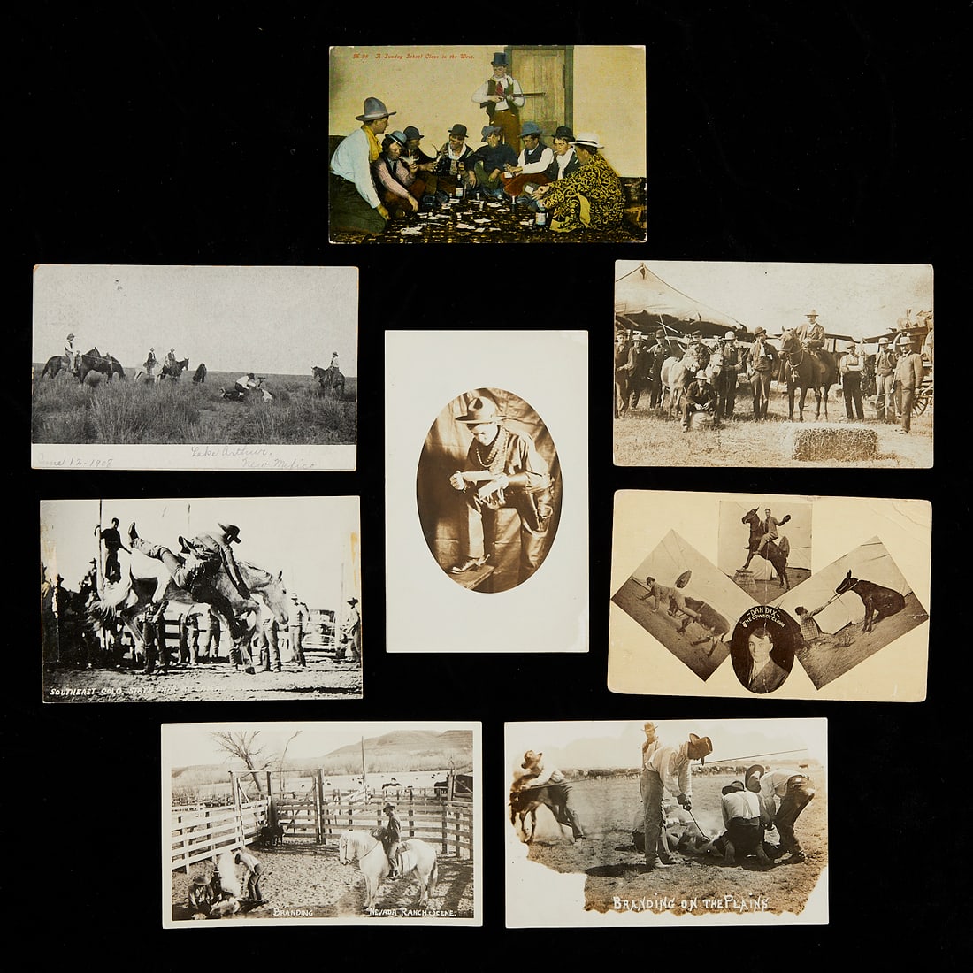 Group of 8 American Cowboy Postcards (1 of 12)