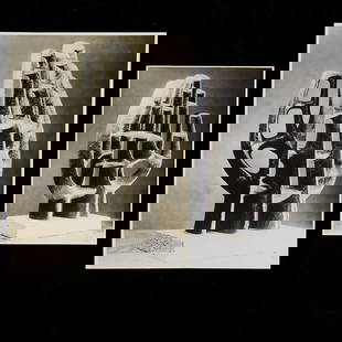 Pr Photo Belgian Sculpture de Vinck Minimalism: Pair of two silver gelatin prints on board depicting the sculpture "Hand" by Antoine de Vinck. Both dated 1960 on both versos. Inscribed on the verso that the piece was part of "The Art