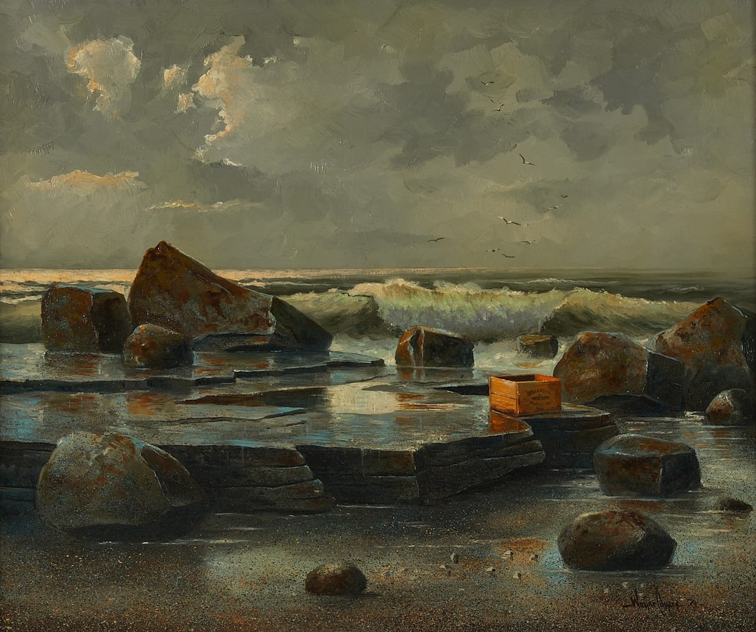 Wayne Cooper "Seascape" Oil Painting 1974 (1 of 5)