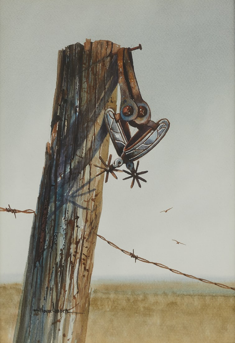 Wayne Cooper "Post With Spurs" Watercolor Painting (1 of 4)