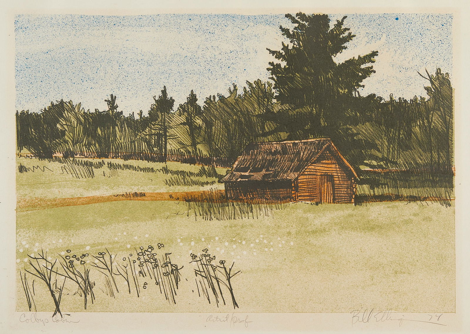 Bill Ellingson "Colby's Cabin" Lithograph 1974 (1 of 8)