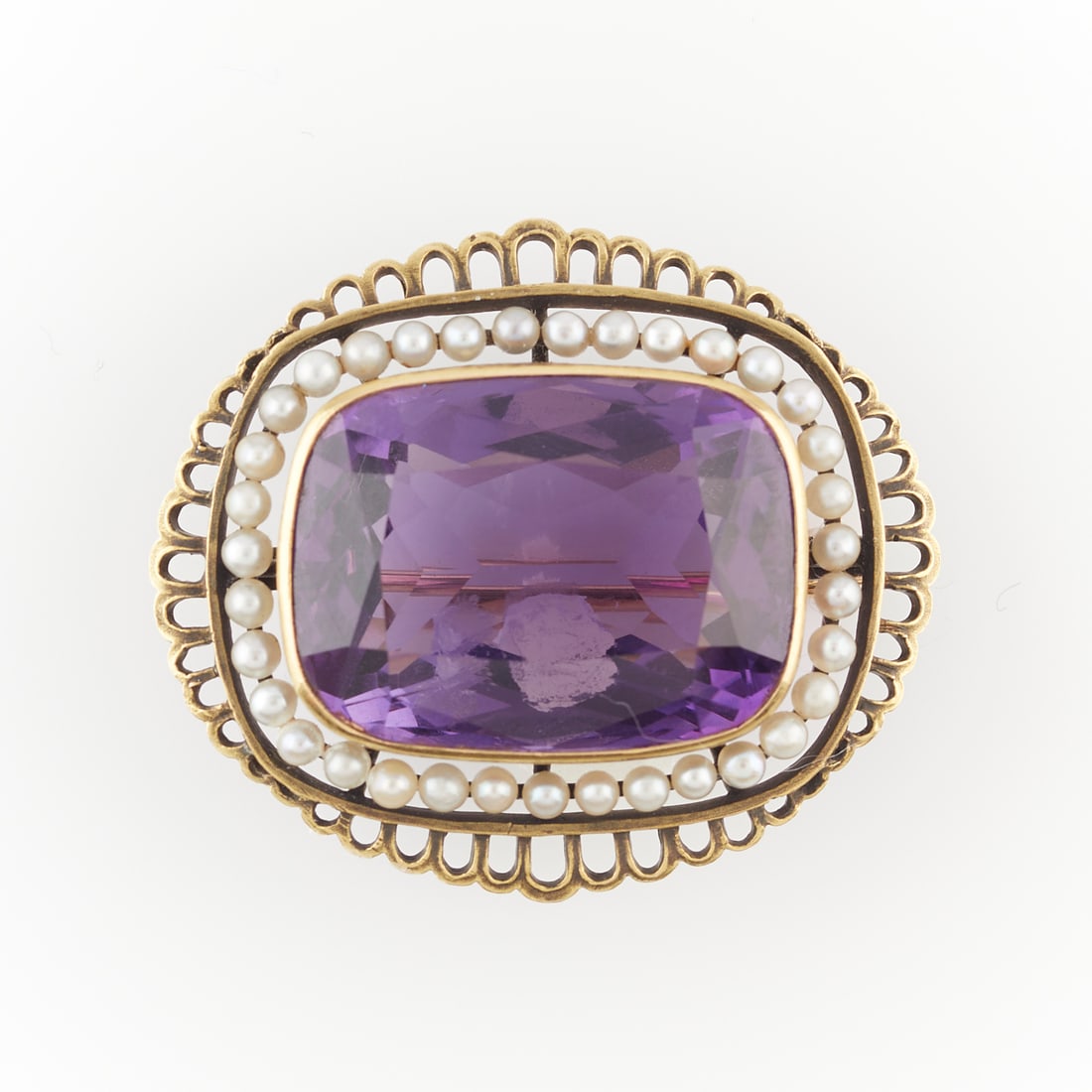 Brassler Co. Inc. 14k Gold Amethyst Brooch (1 of 5)