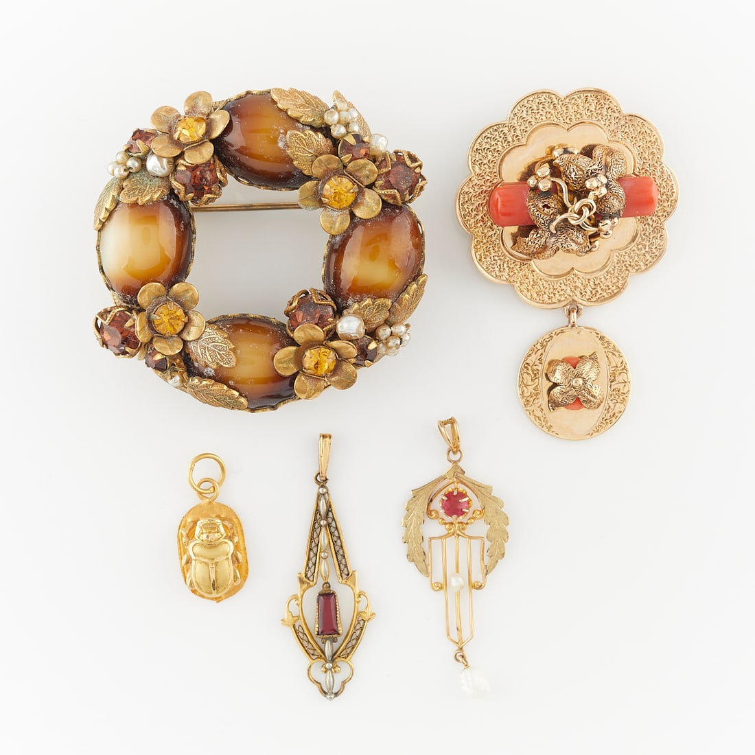 Group 5: 2 Costume Brooches & 3 Pendants (1 of 12)