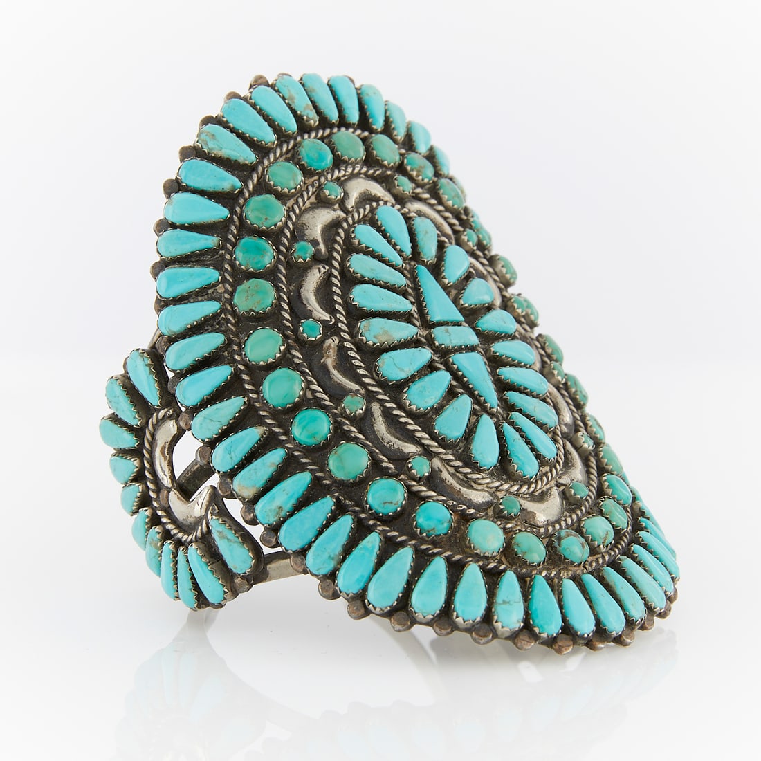 Large Zuni Turquoise & Silver Cuff Bracelet (1 of 7)