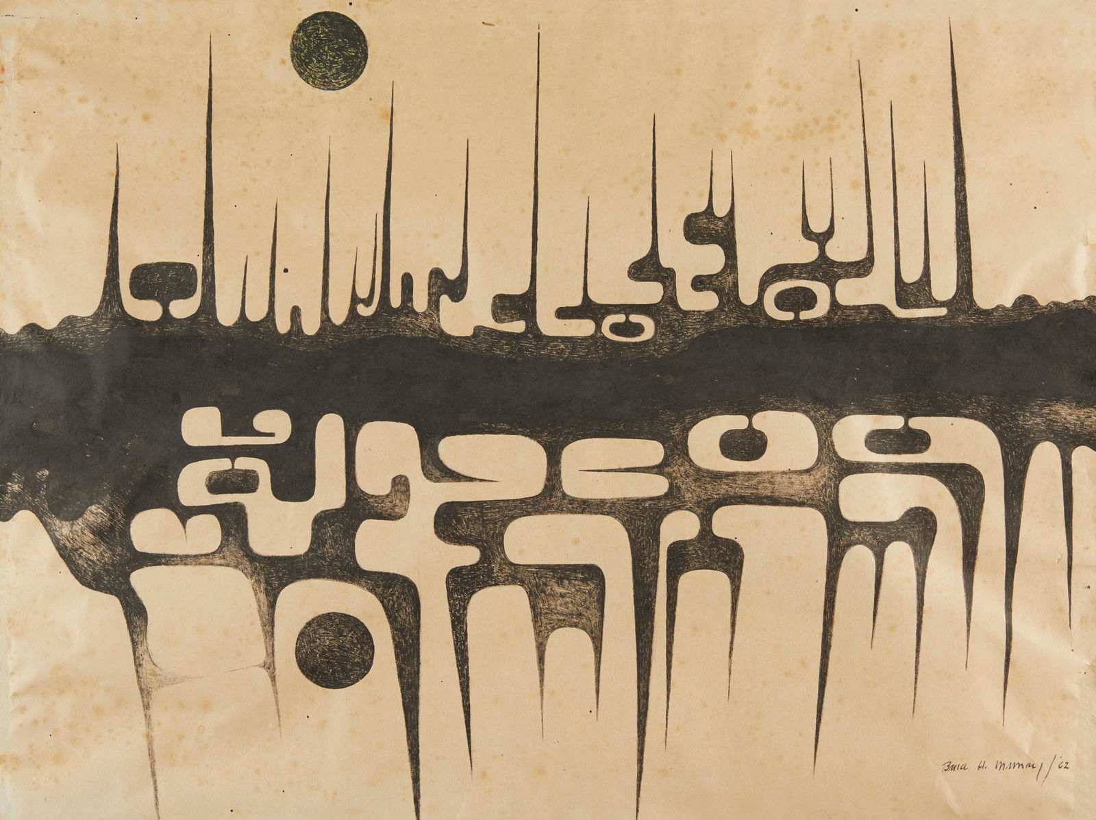 MCM Pen & Ink Abstract Drawing - Signed (1 of 7)