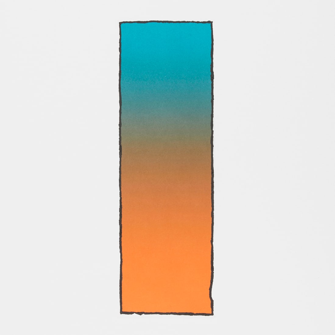 Larry Bell Gradient Aquatint Print 1989: Larry Bell (American, b. 1939). Aquatint on paper depicting a rectangular color gradient from blue to orange, 1989. From the "In Barcelona Suite (California Portfolio)," 1988-89. Pencil signed and dat