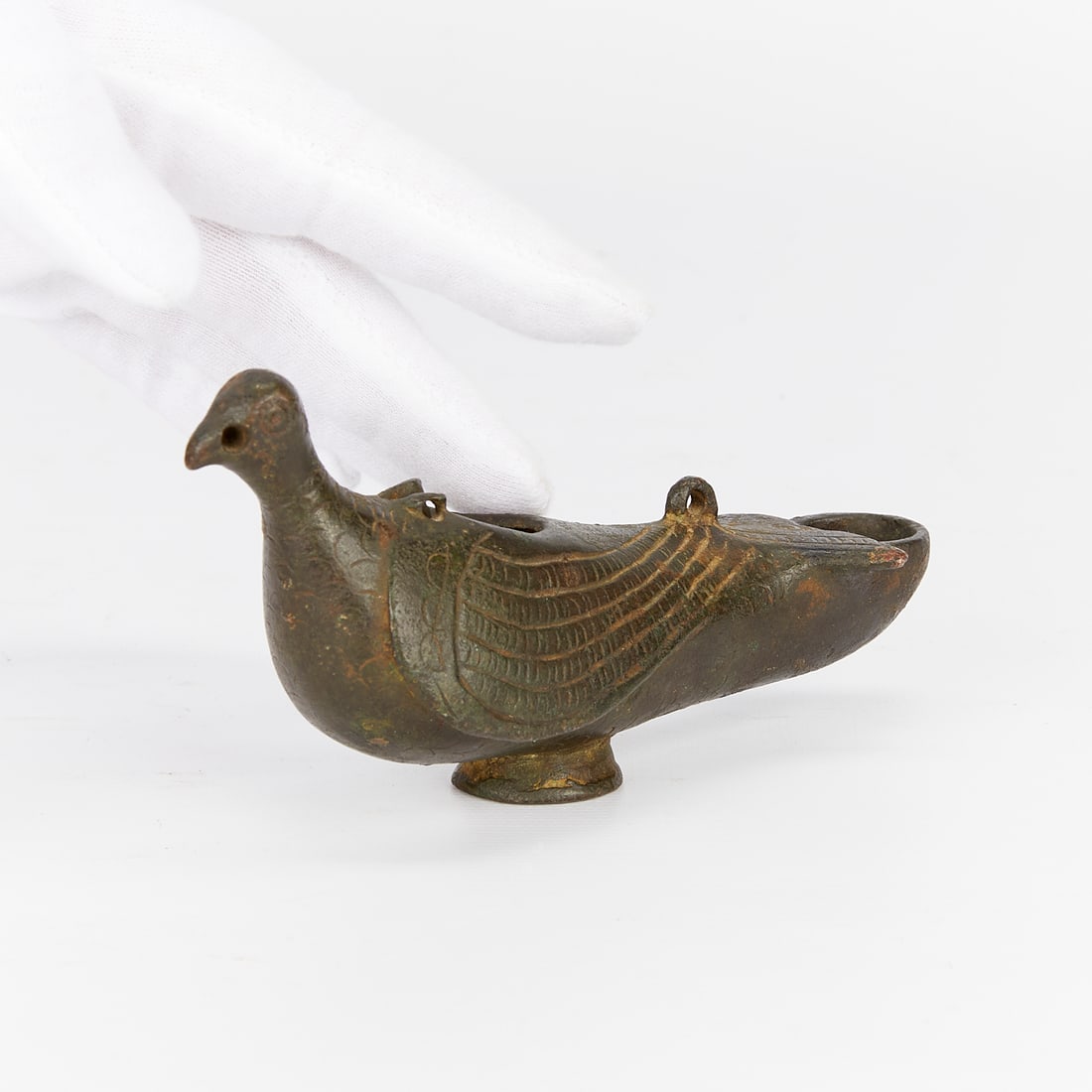 Roman or Byzantine Bronze Dove Oil Lamp (1 of 9)