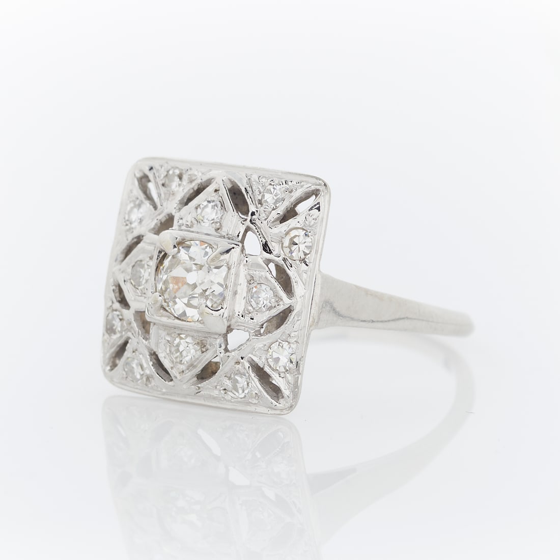 14k White Gold Art Deco Style Ring (1 of 11)