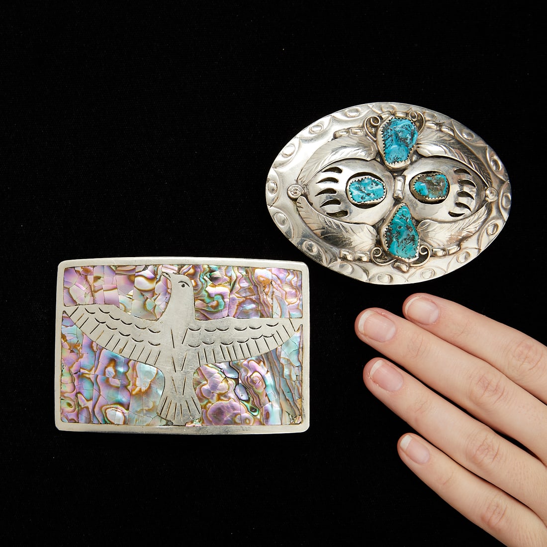 2 Mexican Silver Belt Buckles (1 of 9)