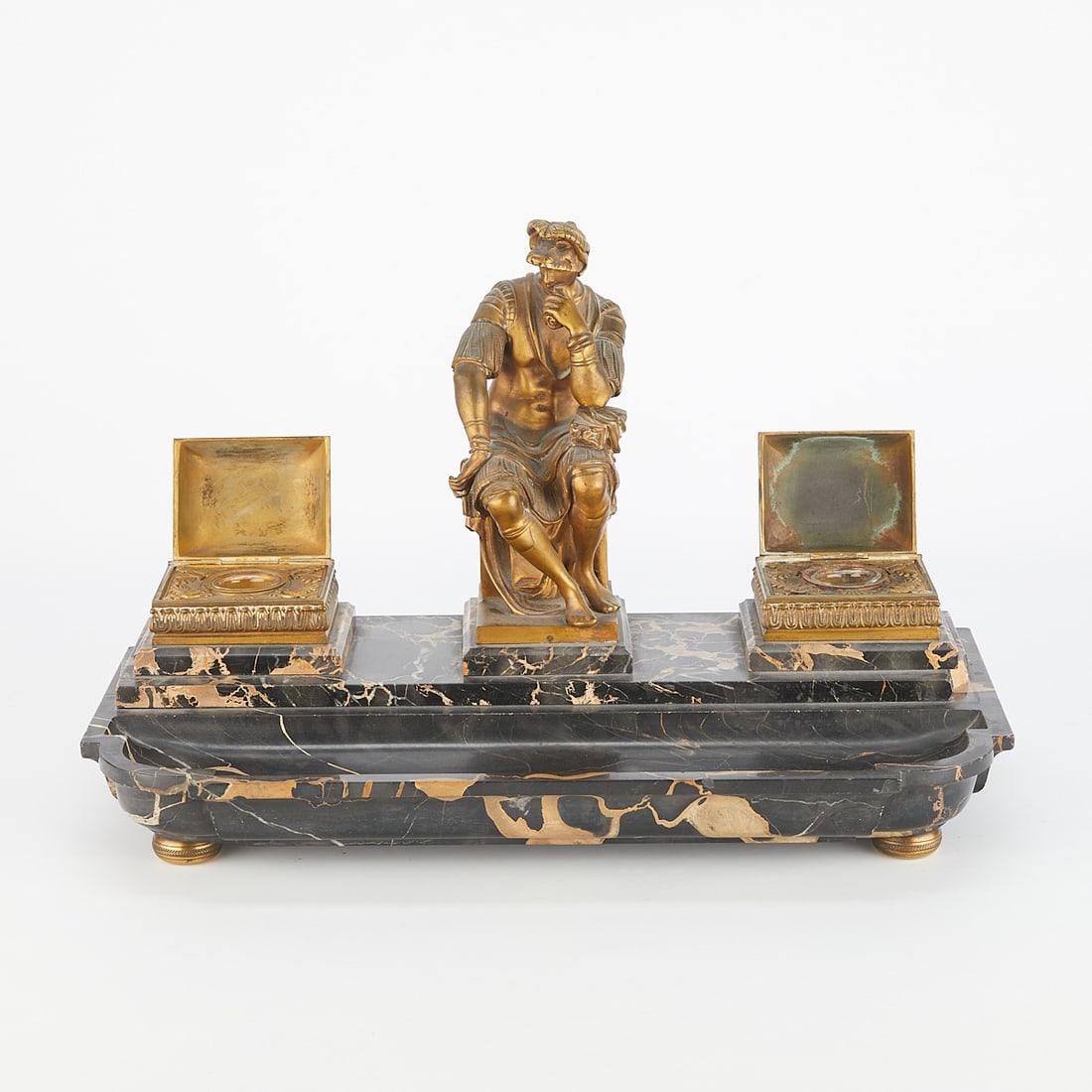 French Bronze & Marble Writing Desk Set (1 of 16)