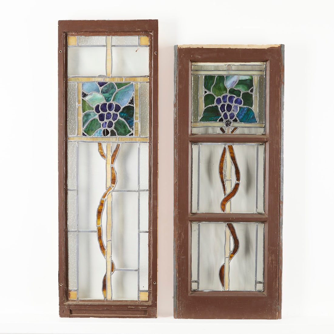 2 Antique Stained Glass Windows w/ Grapes (1 of 12)