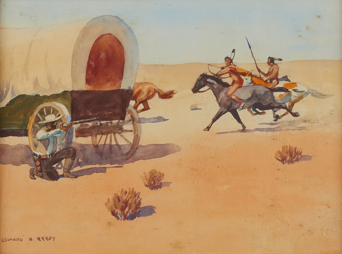 Leonard Reedy "Attack on the Pioneer" Painting (1 of 10)