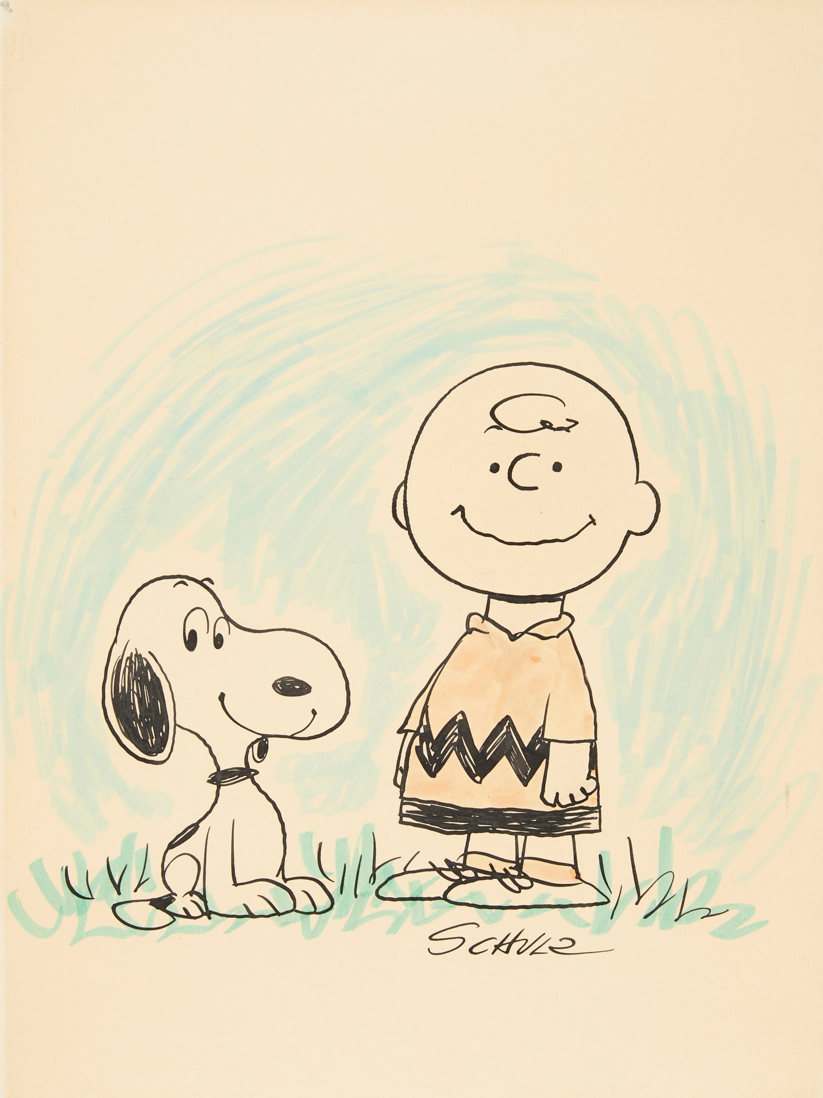 Charles Schulz Drawing of Charlie Brown & Snoopy (1 of 6)