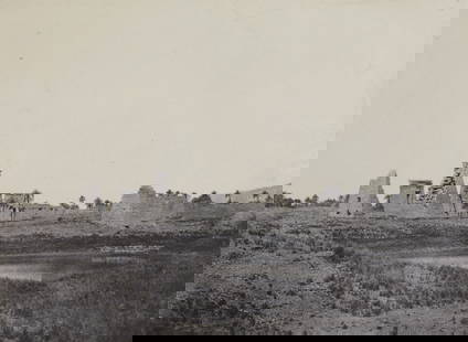 Maxime Du Camp "Thebes" Salt Print Photo ca. 1850s: Maxime Du Camp (French, 1922-1894). Salt print photograph titled "Thebes: Palais de Karnak Propylees du Sud" depicting a view of ruins, photographed ca. 1849-51, printed 1852. From the album