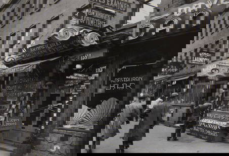 Todd Webb "3rd Ave, New York" GSP Photo 1946: Todd Webb (American, 1905-2000). Gelatin silver print photograph titled "3rd Ave. New York" depicting a streetview of the window display of an optometrist prominently displayed, photographed