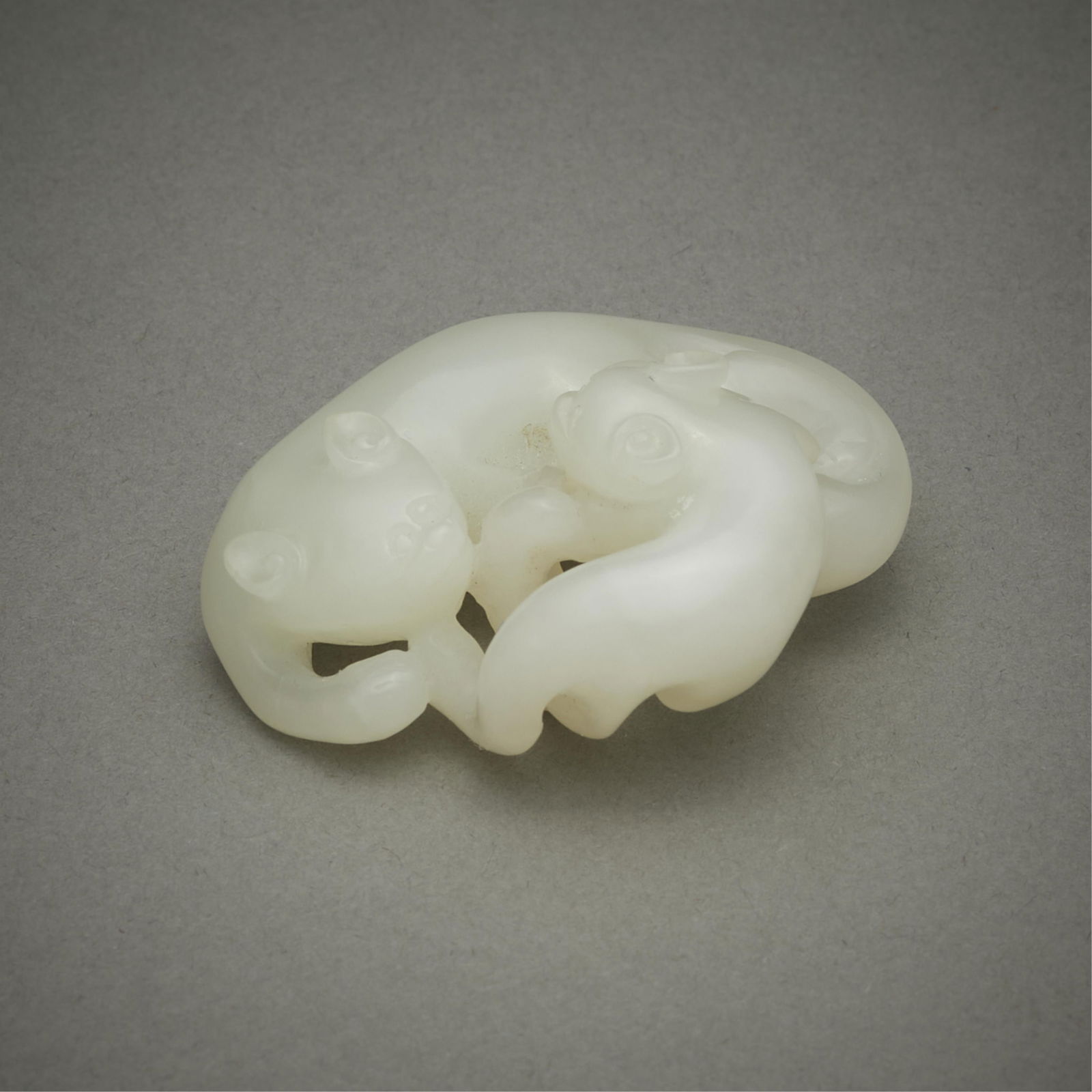 Chinese Carved Pale Jade Cat & Kitten (1 of 11)