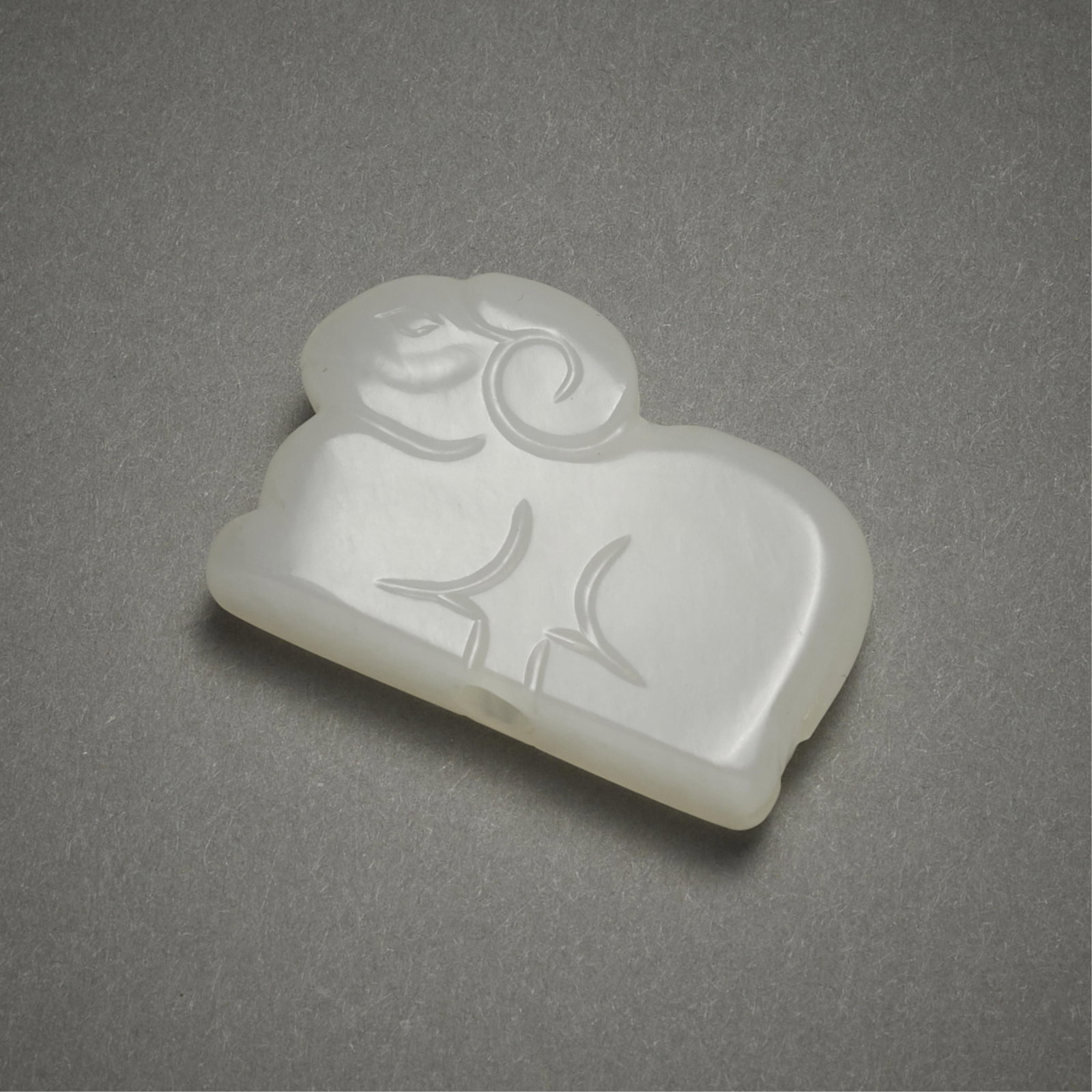 Chinese Carved White Jade Ram Bead (1 of 6)