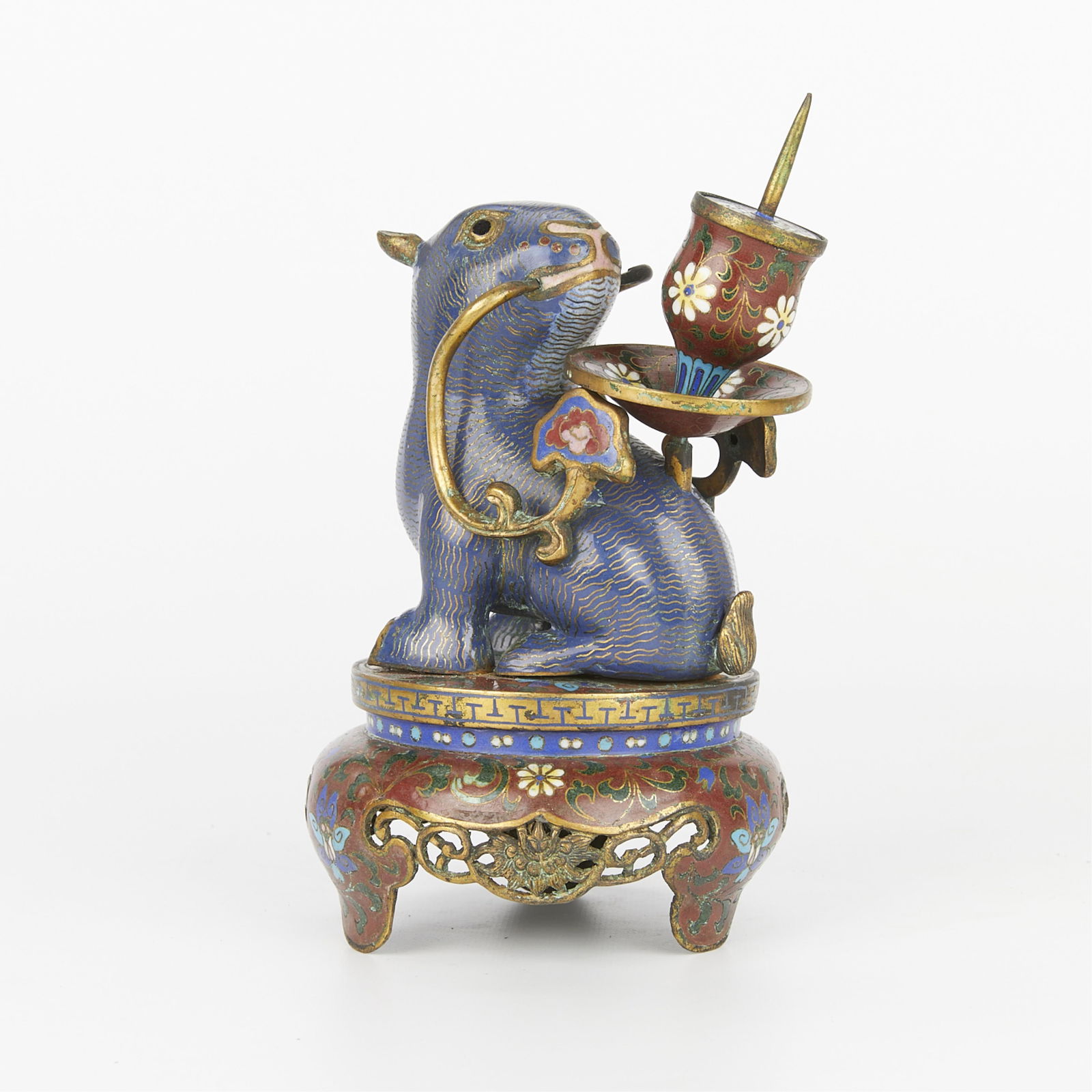 Antique Chinese Cloisonne Rabbit Candlestick (1 of 10)