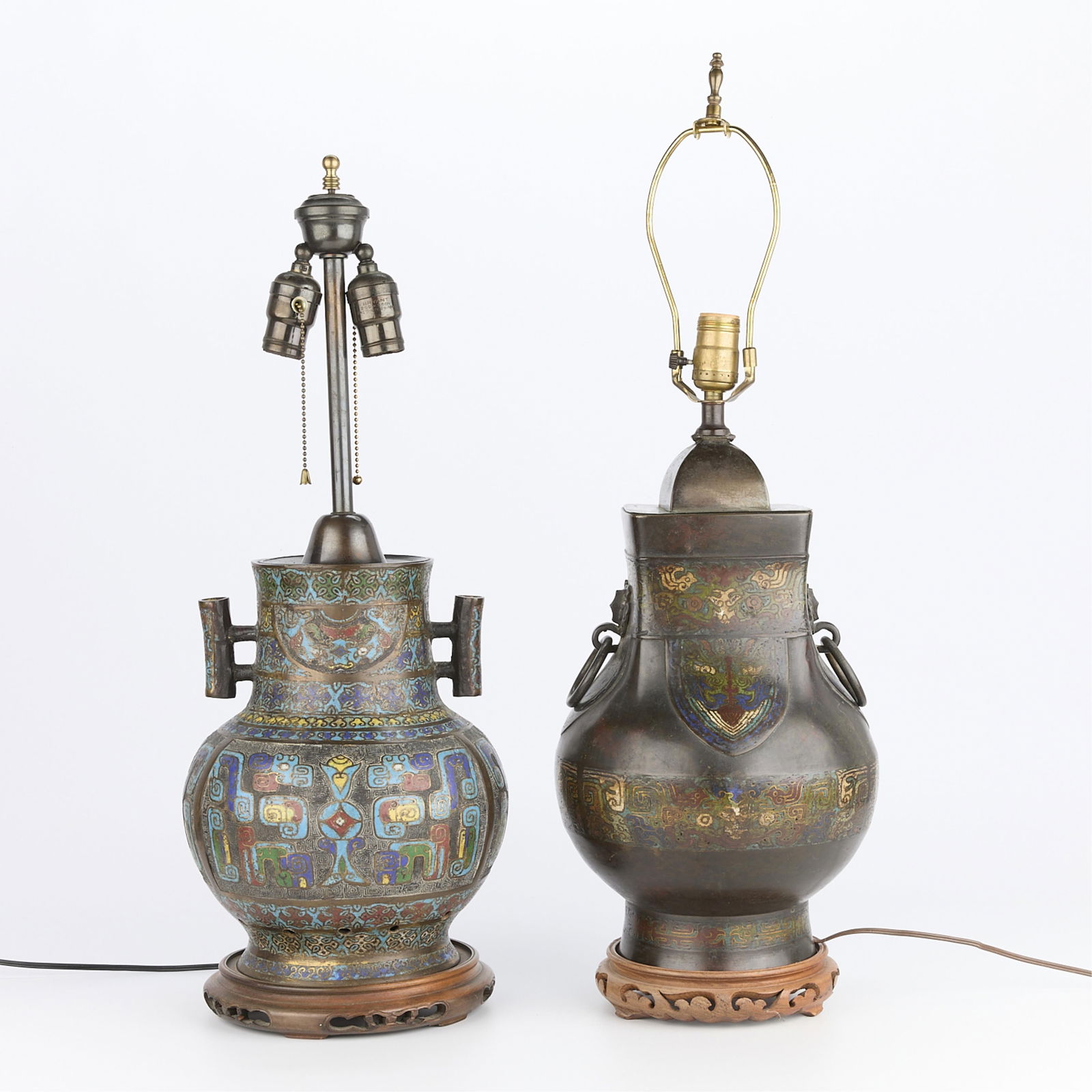 2 Chinese 20th c. Cloisonne Lamps with Stands (1 of 12)