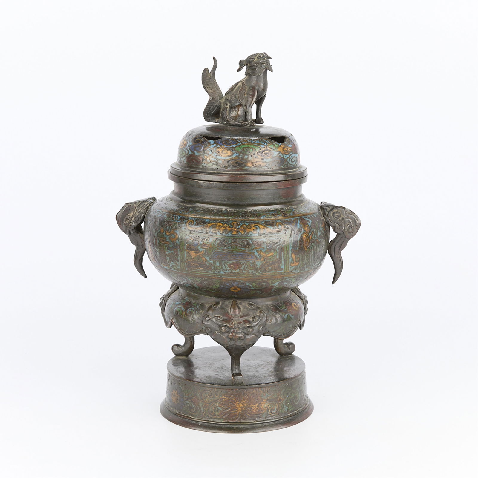 Chinese 19th c. Champleve Incense Burner (1 of 12)