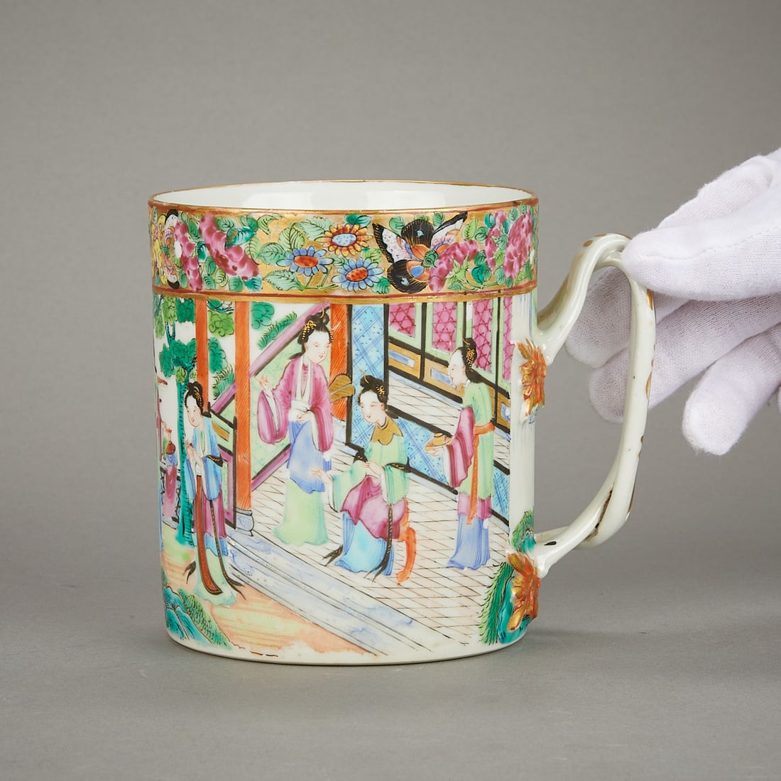 19th c. Chinese Porcelain Rose Mandarin Tankard (1 of 10)