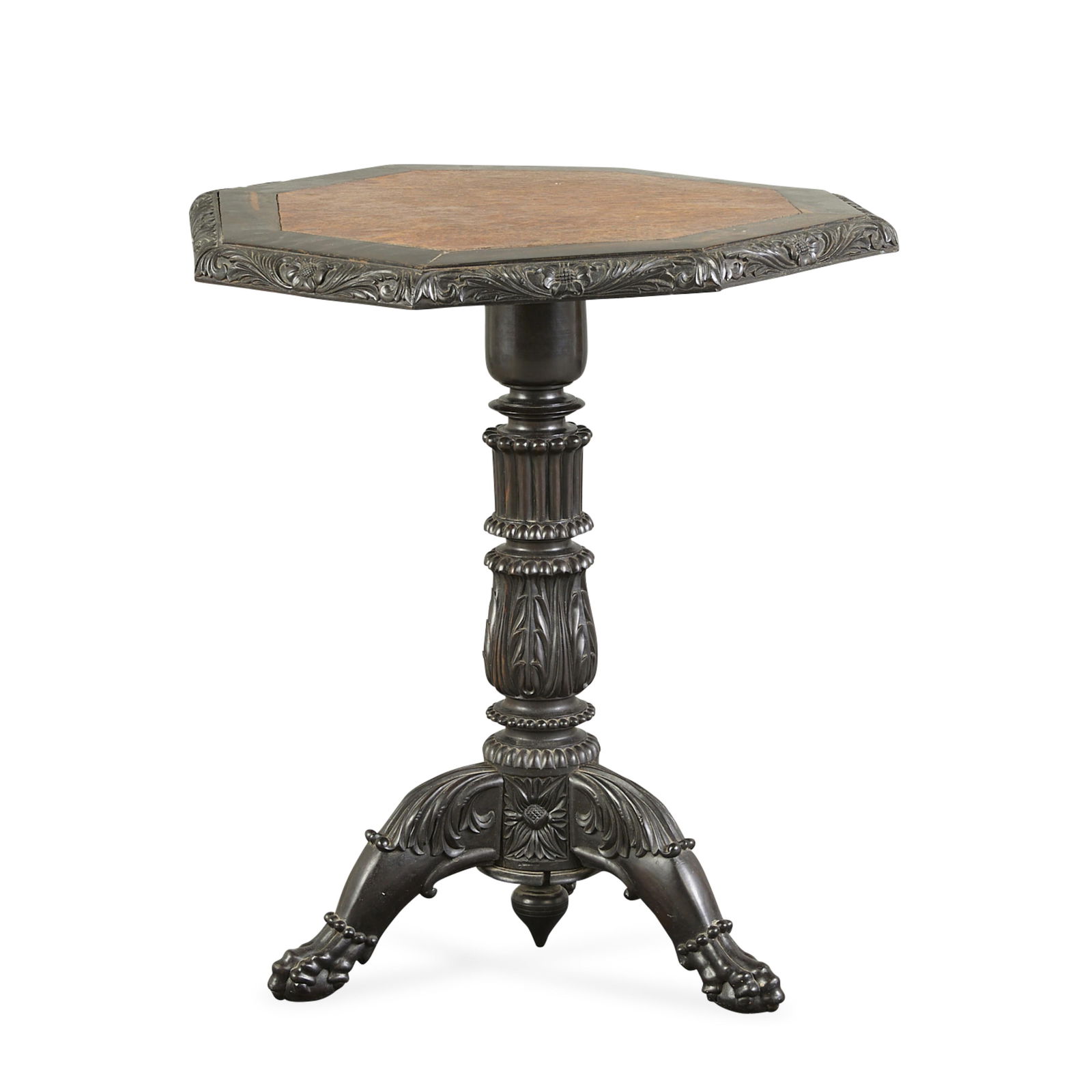 19th c. Anglo-Indian Side Table w/ Burl Inset (1 of 12)