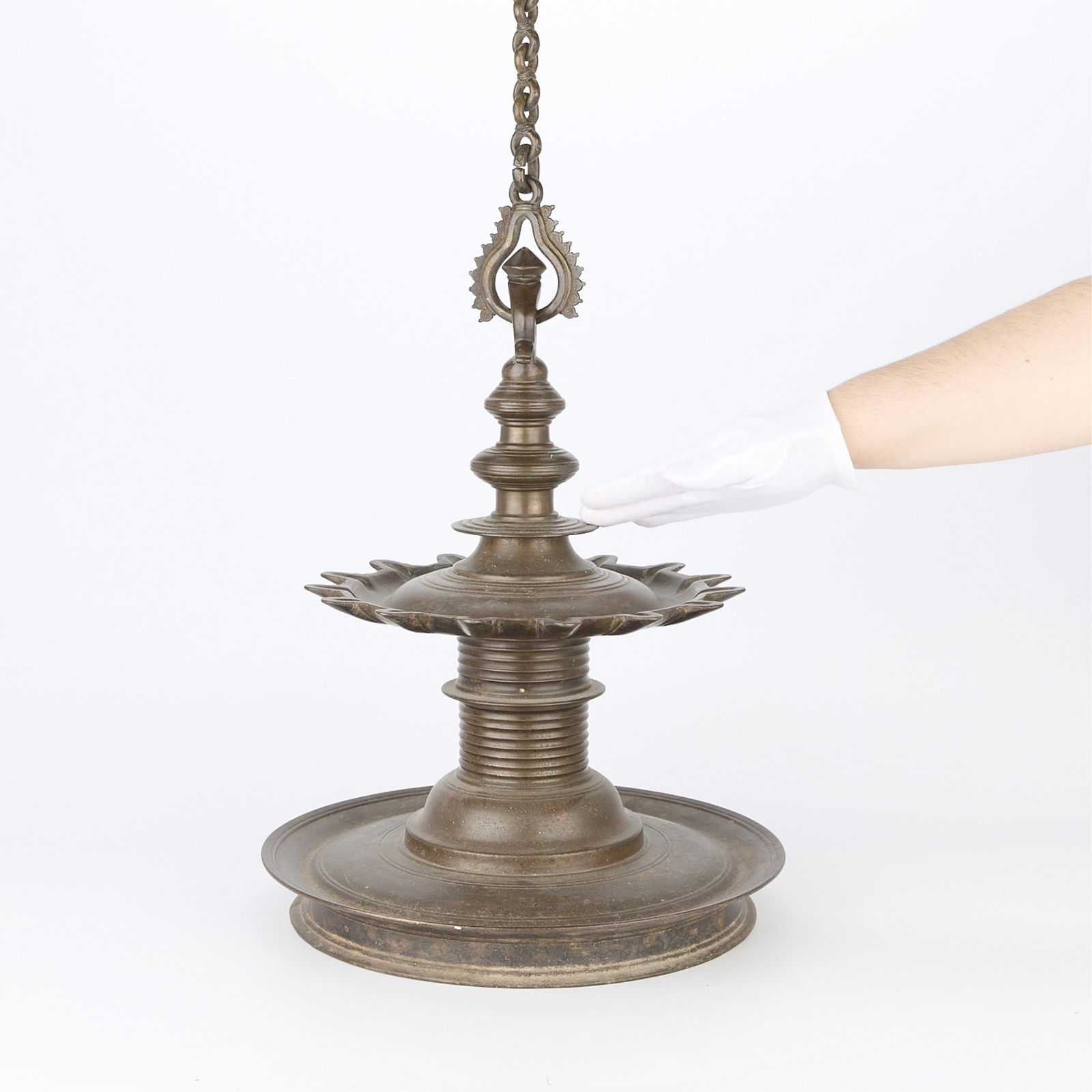 Large Early 20th c. South Indian Brass Oil Lamp (1 of 13)